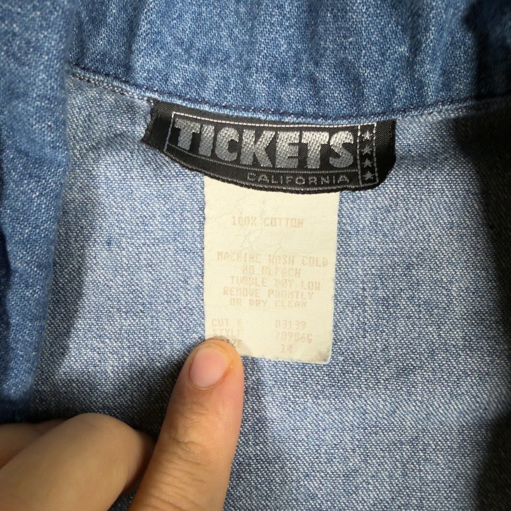 Tickets California Denim Jacket Blue Button Up Long Sleeve Cotton Blazer 14 - Picture 5 of 6